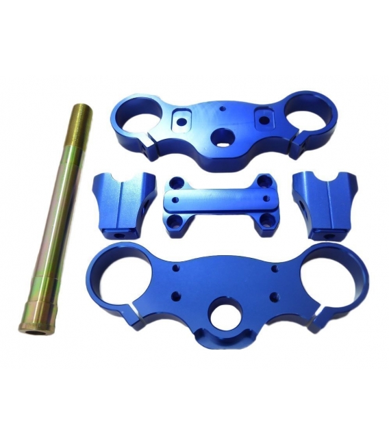 Triple clamps assy 170mm CNC BLUE