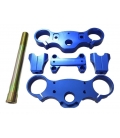 Triple clamps assy 165mm CNC BLUE