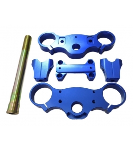 Triple clamps assy 165mm CNC BLUE